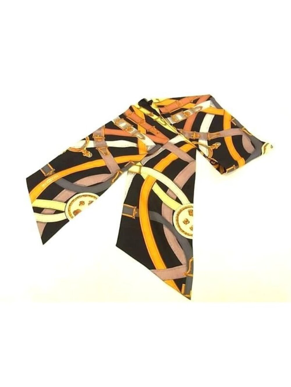 Hermes Cavalcadour Maxi Twilly Silk Scarf Black Multicolor - Picture 1 of 4